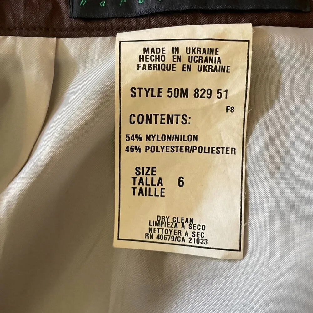 Harve Bernard Brown Satin Pencil Skirt Size 6